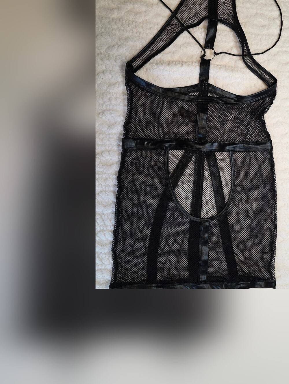 Kink by Leg Avenue black fishnet garter dress with wrist cuffs medium - Picture 7 of 7